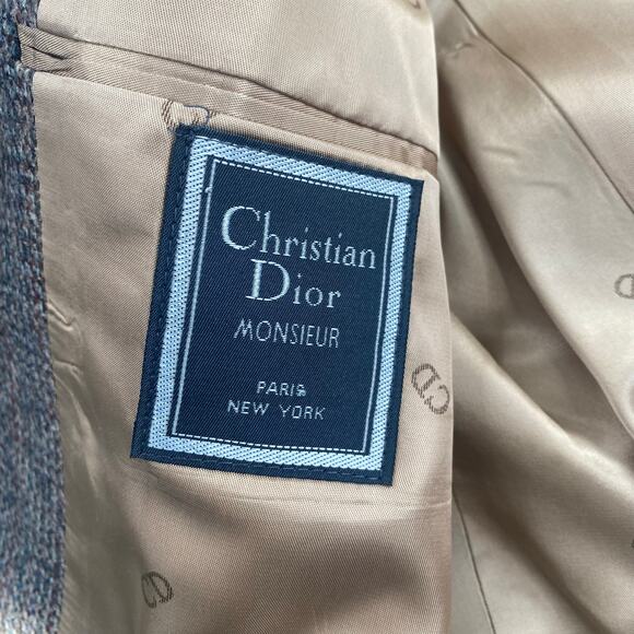 Vintage Christian Dior Mens Brown Wool Houndstooth Blazer Size M - Picture 8 of 11